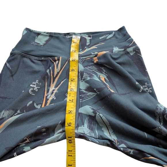 Liquido Freedom Leggings Yoga Active Run Women's Med Dark Green Palm Tree Print - Picture 3 of 13